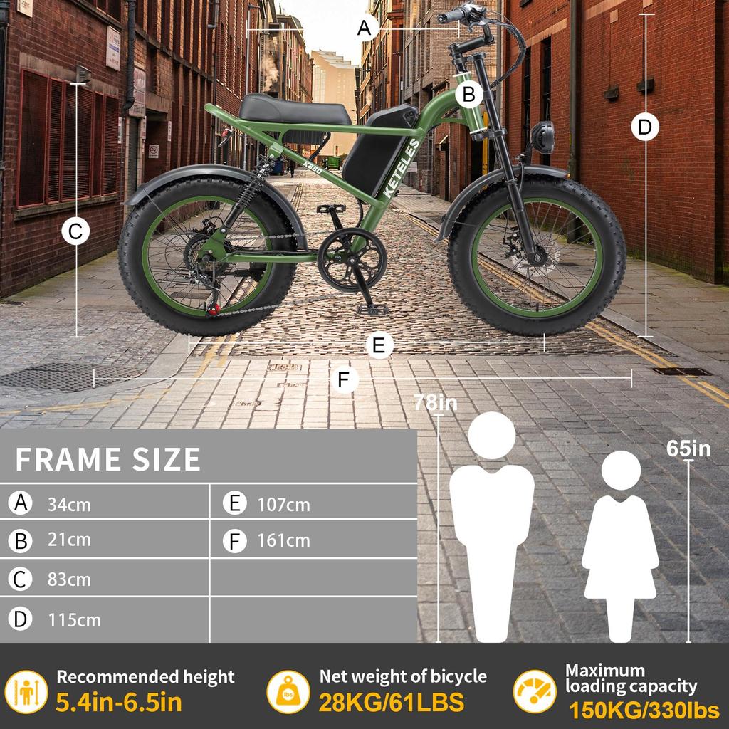 KETELES K880 20"off-road Electric Bike,high-capacity 23Ah Lithium Battery,dual-crown Suspension Fork,7-speed,maximum Pedal-assist Range of Up To 85km.
