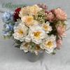 35cm Boho Peony Silk Artificial Flowers Bouquet - 6 Heads High Quality Plastic Fake Flowers for Home Decor And Gifts