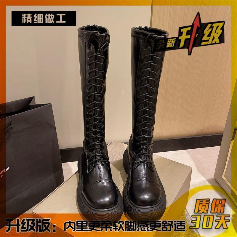 

Strap-on boots Women s knight boots Autumn and winter 2025 New thick-soled boots Lace-up high boots Martin boots Children 35