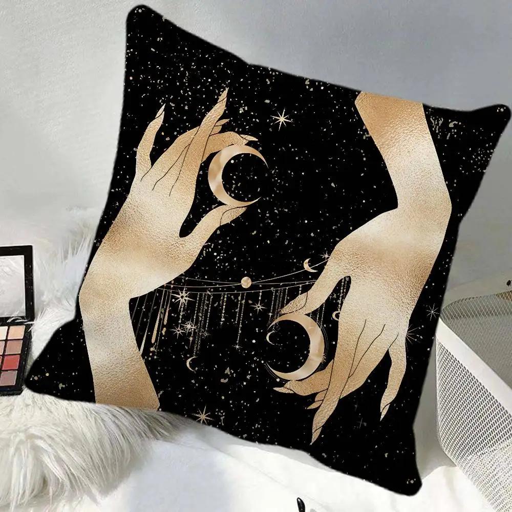 Witchy Painting Sun And Moon Celestial Pillow Case Square Pillow Bedroom Sofa Leisure Comfort Cushion Car Home Decoration