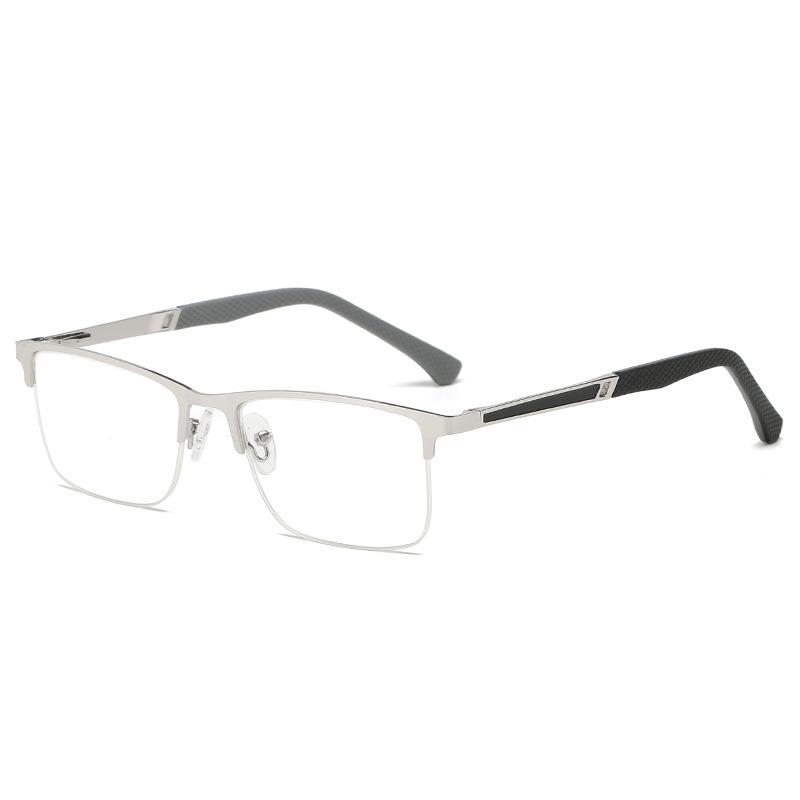 Fashion Men's Half-frame Business Reading Glasses Anti-blue Light Anti-fatigue Metal Frame Presbyopia Glasses +1.0 To +4.0