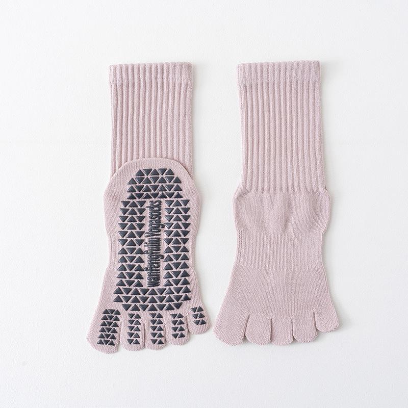 

Женские нескользящие носки для йоги с пальцами, средней длины до колена или выше колена, носки для пилатеса и фитнеса One size (36-40) розовый