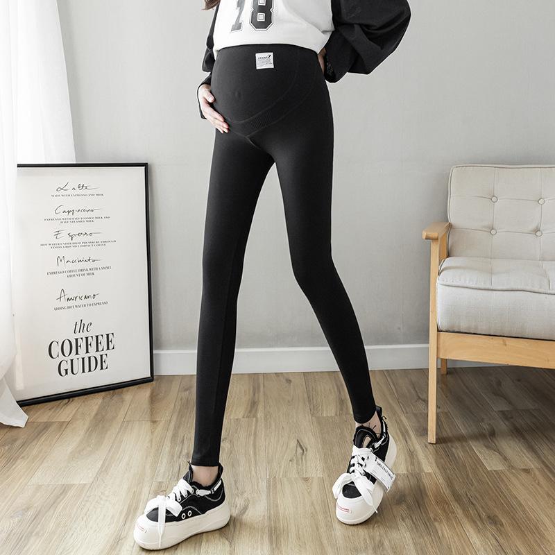 Maternity leggings spring and autumn outer wear cotton large size autumn trousers velvet support 0 kg pregnant women nine-point pants
