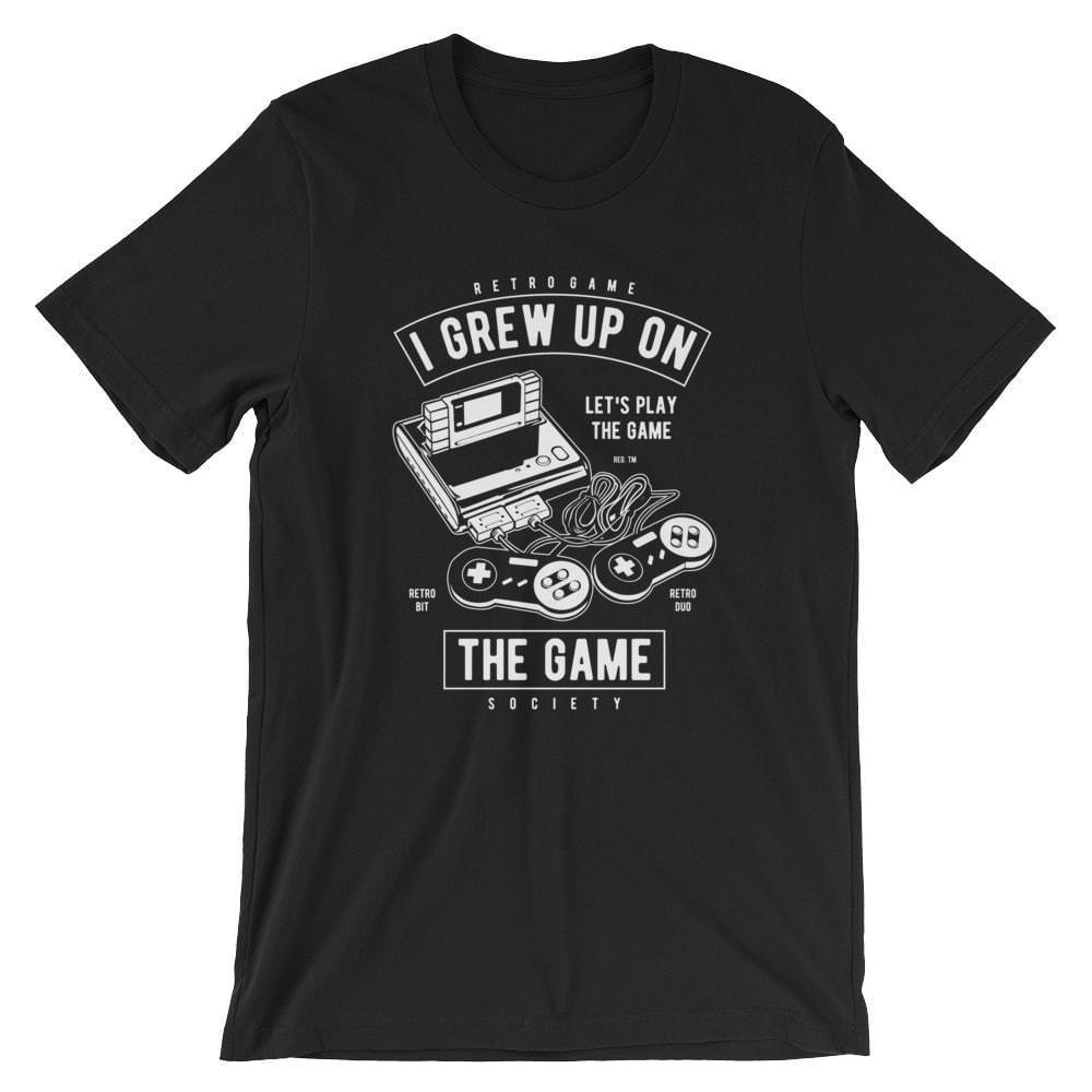 

Grew Up On The Game T-Shirt. Video Gamer 100% Cotton Premium Tee NEW XL