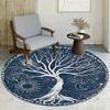 1pc Tree of Life and Sun and Moon Round Rug - Non-slip, fade-resistant polyester floor mat for living room, bedroom
