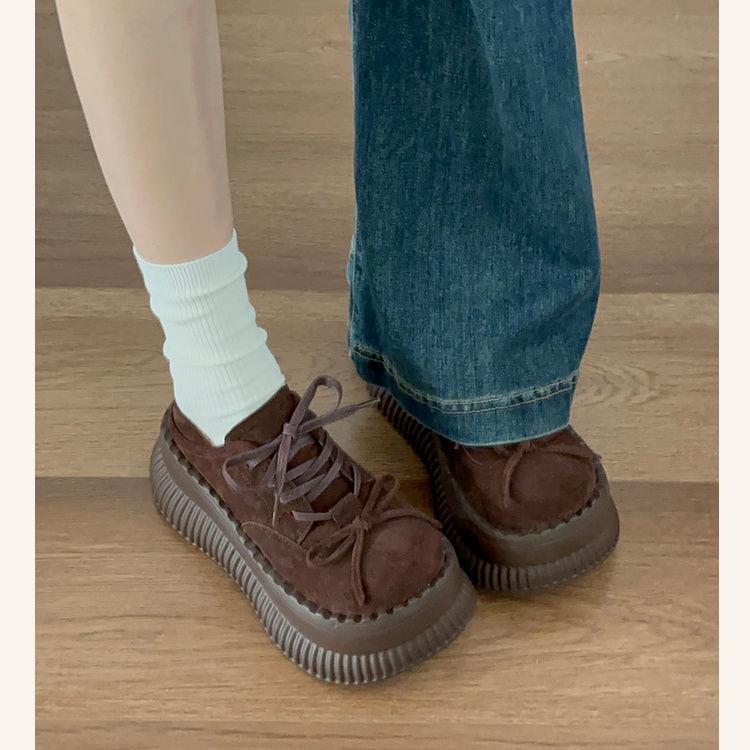 Dames Loafers Schoenen Dames Schoenen Platform Casual Sneakers Lente Herfst Vetersluiting Jurk Retro Suède Met Hak Mary Janes Schoen 40 gray