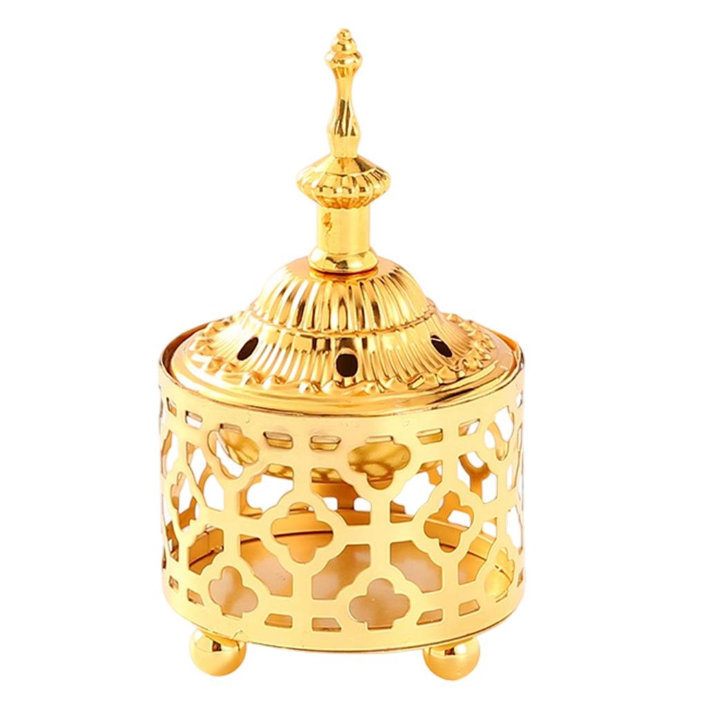 Vintage Metal Incense Burner Arabic Style Bowl with Lid for Home Office Yoga Spa and Meditation