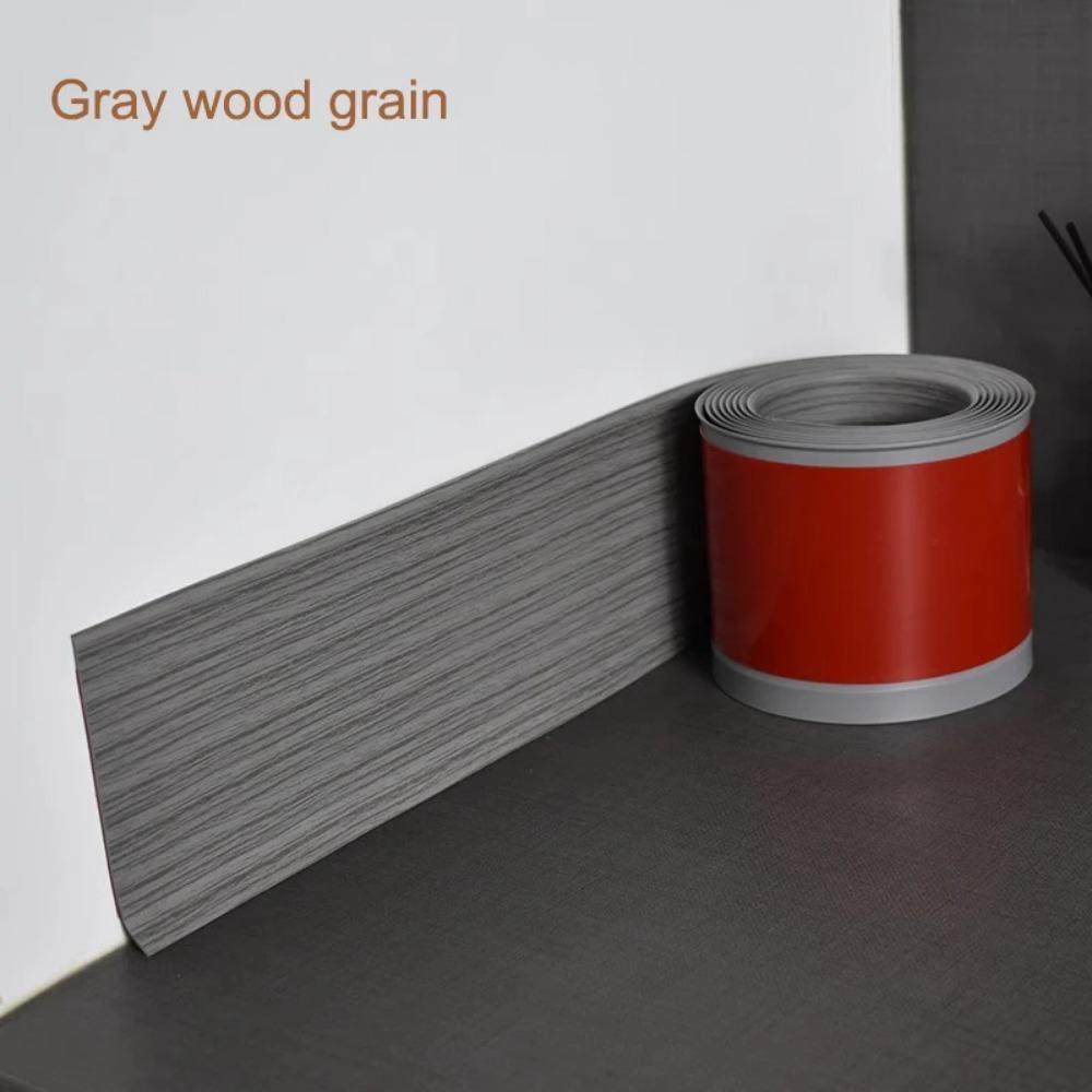 1Pc 2M Flexible Wall Base Baseboard Molding Trim Self-Adhesive Vinyl, Peel and Stick Cove Base, Rubber Wall Base Moulding Trim