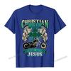 Christelijke Biker Ik Rij Met Jezus Religieuze Achterkant Motorfiets Premium T-shirt Camisas Unisex Geprinte Tops Shirt Voor Unisex Katoen