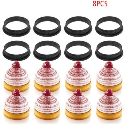 8PCS Round-Shape Cake Mold Perforated Cutter Mousse Circle Ring Tart Decorating