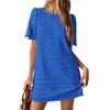 Summer Casual Short Dresses Embroidered Lace Short Sleeve Boho Dress Beach Vacation Clothes