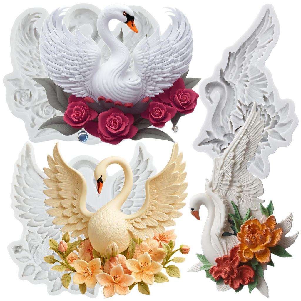 Schwan Silikonform Schwan Blume Fondantformen Kuchen Dekoration Werkzeuge Themenkuchen Dessert Dekoriert Schokolade Süßigkeitenform
