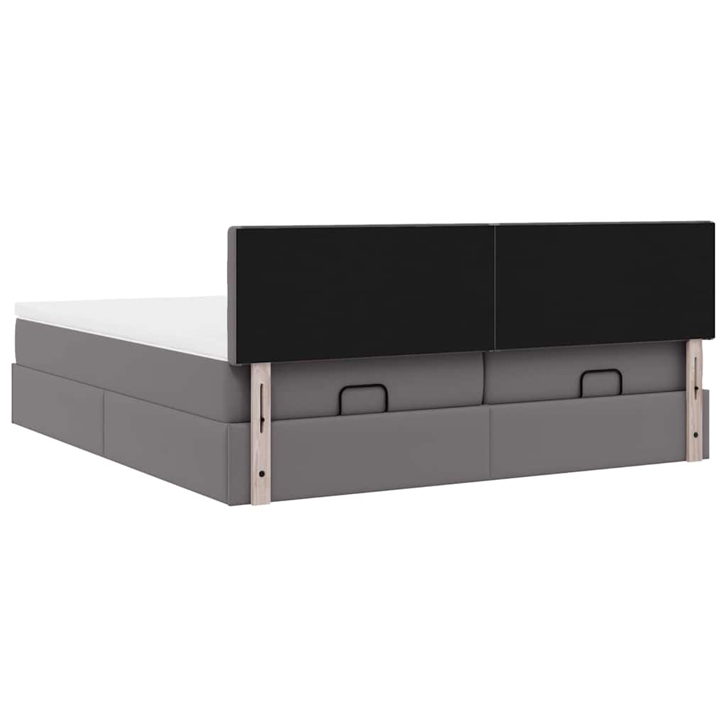 Ottoman Bed with Mattress Gray 180x200 cm Faux Leather