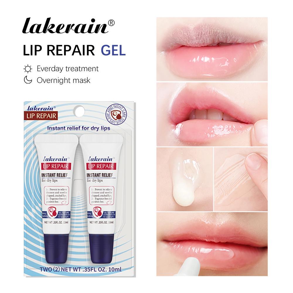 Lakerain Lip Gel Set: Moisturizing & Nourishing Transparent Lipsticks for Plump Lips. Small Blue Cap Tube 2-Pack