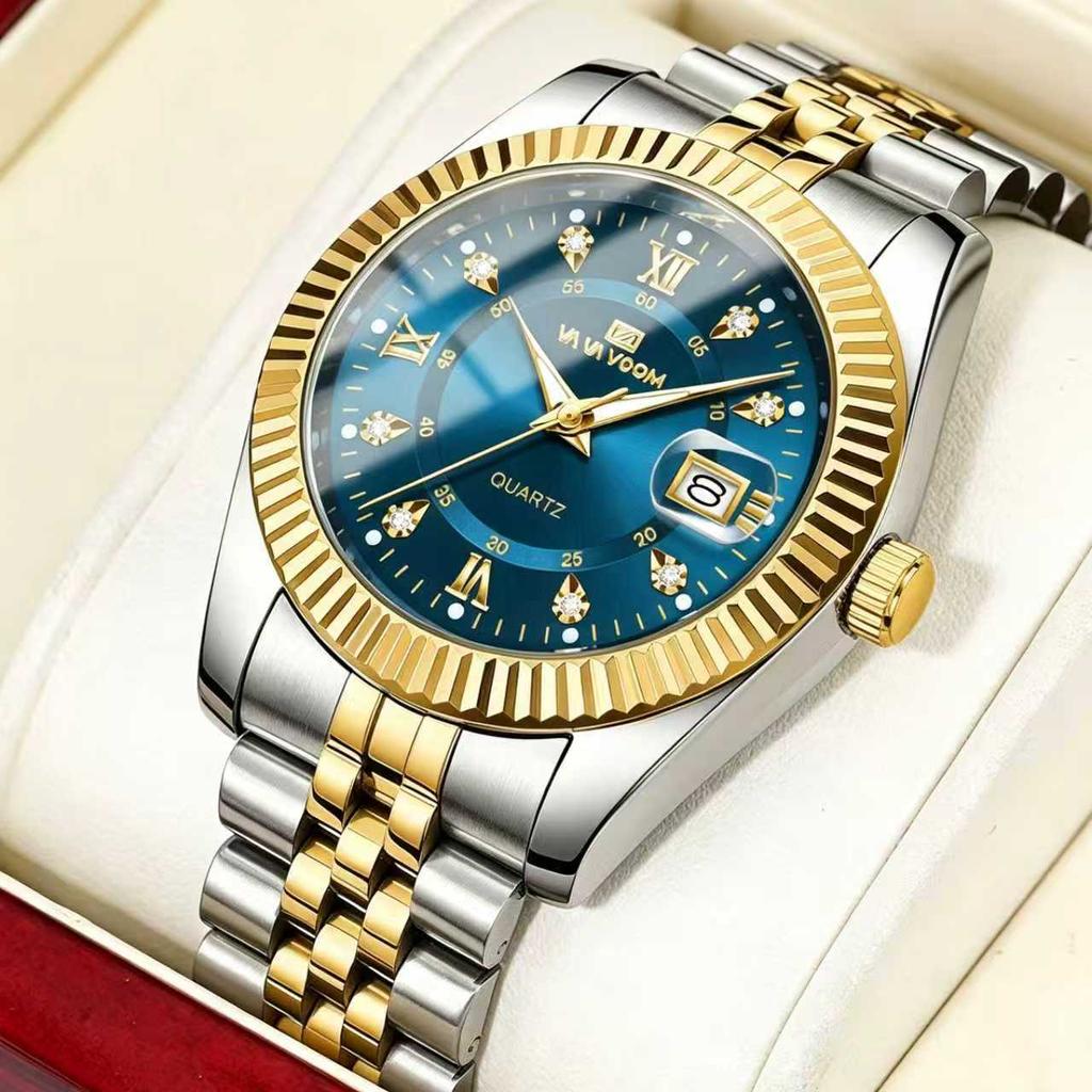 VA VA VOOM Herren Luxus Quarz Uhr Business Edelstahl Uhr mit Tag und Datum Anzeige Lässige Wasserdichte Uhren mit Werkzeug und Etui