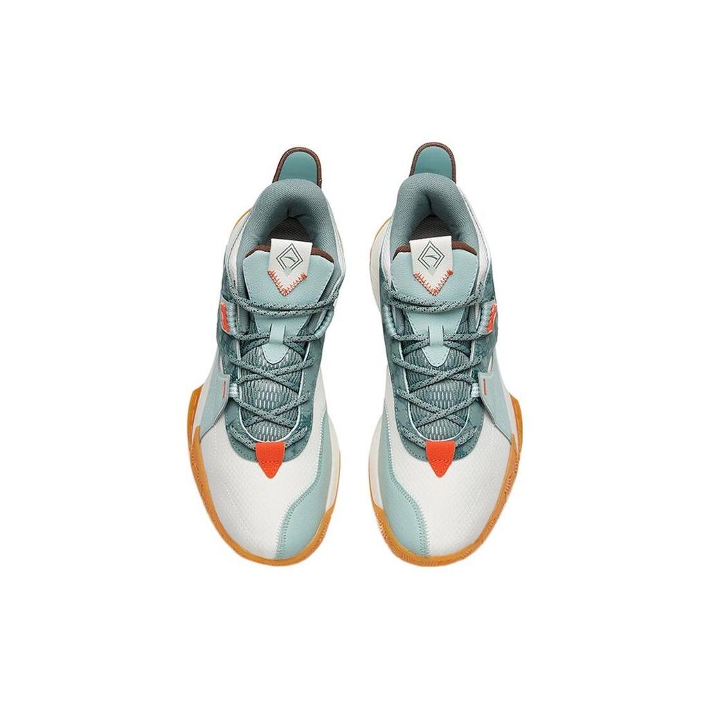 Anta Schnelle 2. Generation Stoff Rutschfest Langlebig Mid-Top Retro Basketballschuhe Herren Sneaker Weiß Grün 112141606-3