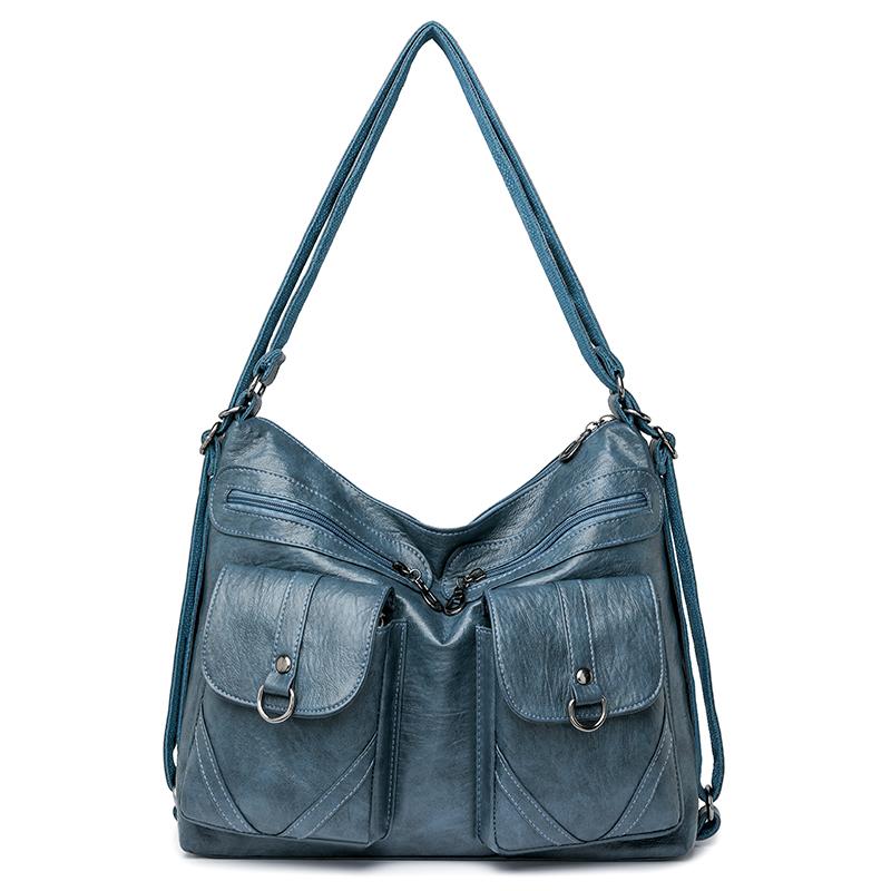 Damen Tasche Vintage Umhängetasche Große Kapazität Multi-Pocket PU Weiches Leder