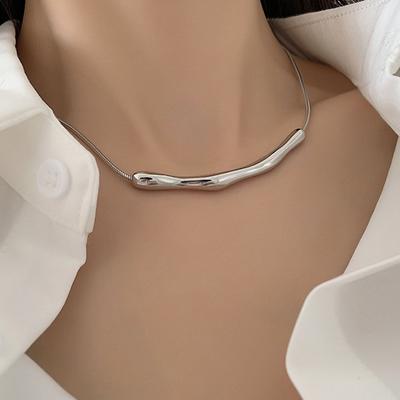 1pc Geometric Handmade Asymmetrical Shape Zinc Alloy Snake Chain Necklace