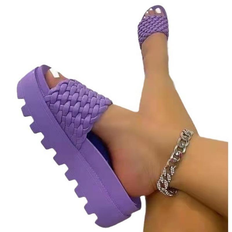 Water platform muffin thick-soled cool slippers women's spring and summer new woven one-word sandals