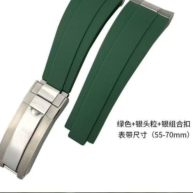 20mm  Metal Link Curved End Rubber Watchband For Rolex Submariner DAYTONA Yacht-Master GMT Strap Silicone Bracelets