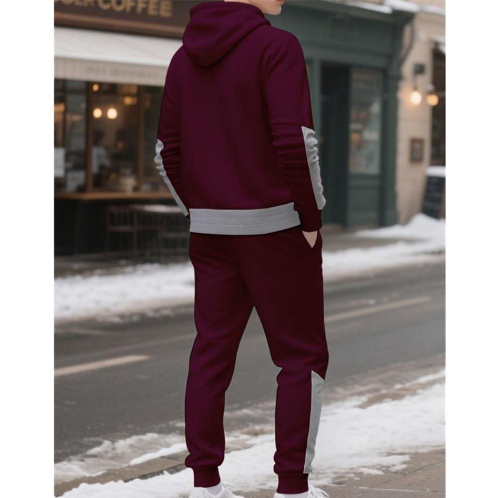 Conjunto de Fato de Treino Masculino com Capuz Outono Inverno 2025 Jaqueta com Zíper e Calças Conjunto de 2 Peças Roupa Casual Desportiva Conjuntos Masculinos