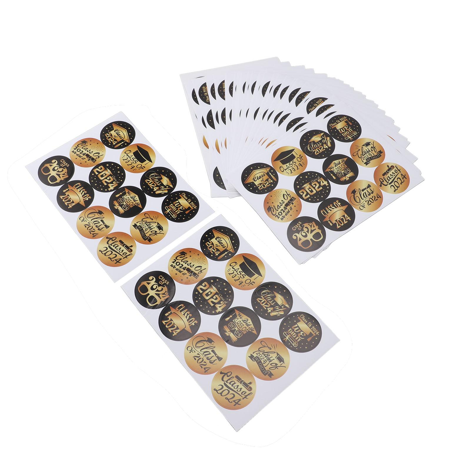 

480 шт. Наклейки на выпускной 2024 года круглые черные и золотые для запечатывания выпускного конверта 2024 года