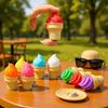 10/1pcs Candy Colored Ice Cream Decompression Button Keychain Cute Cone Series 3D Printed Pendant