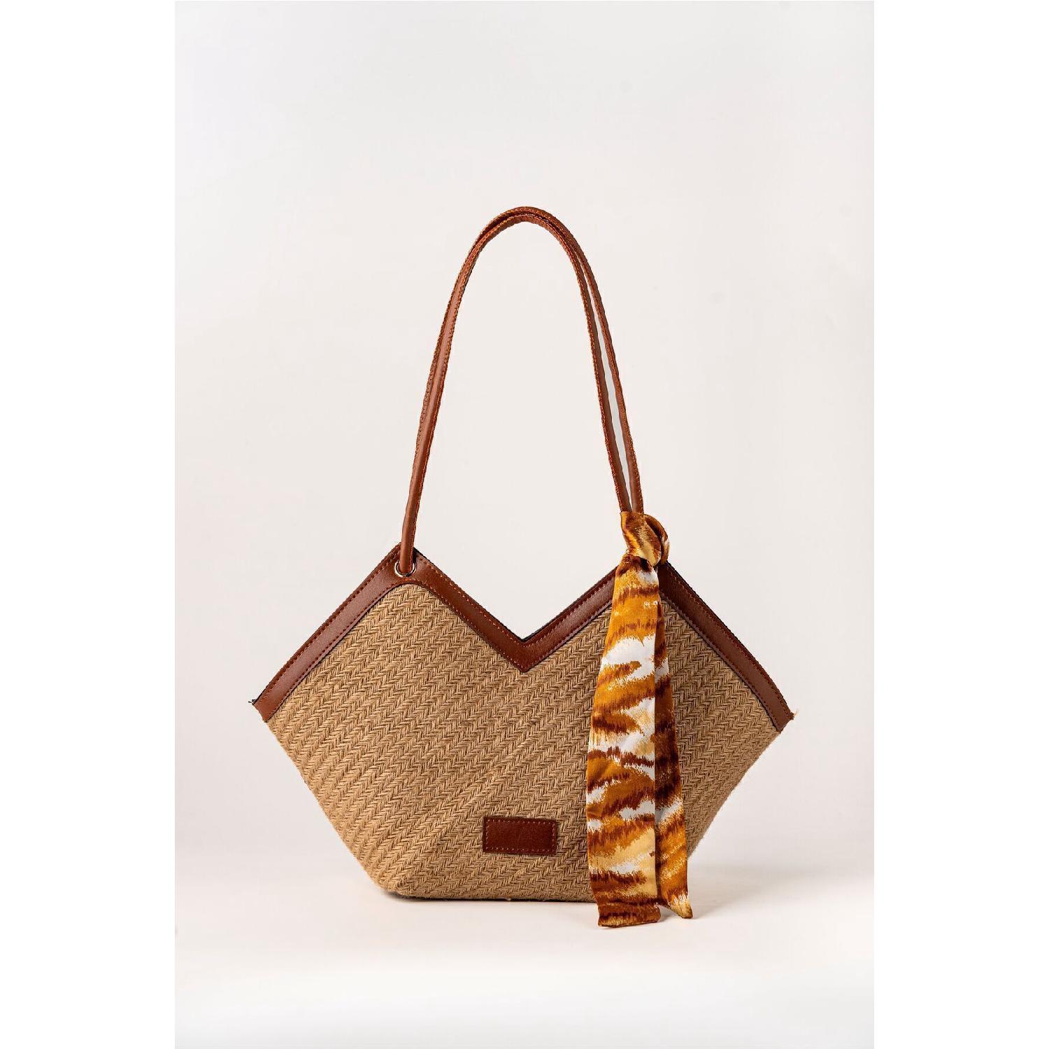 

Jude Women s Straw Zipper Bag With Scarf Detail And Shoulder Strap