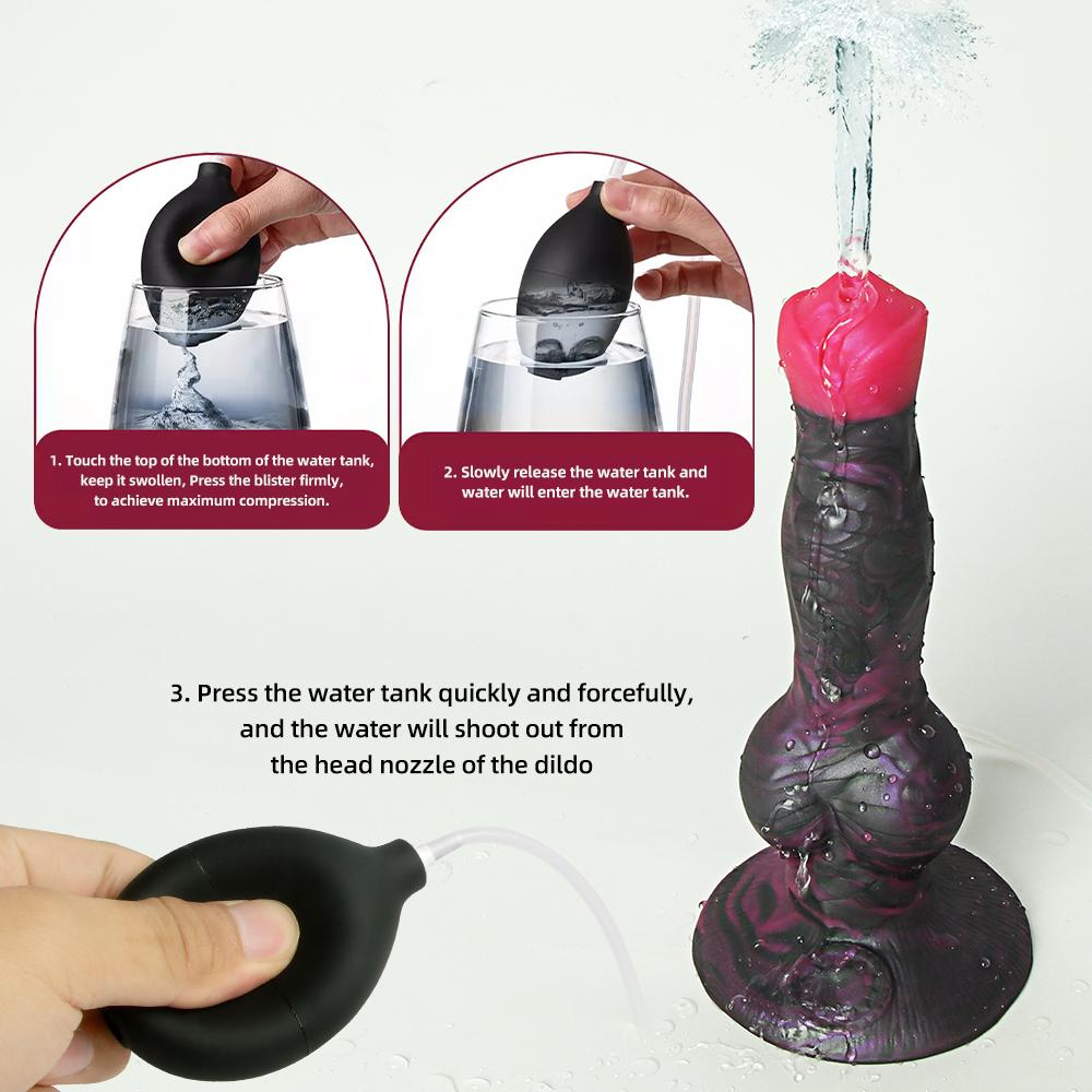 Large Dog Knot Ejacultion Dildo With Sucker Spray Liquid Function Sex Toys For Women/Men/Couple Purple Silicone Squirting Penis
