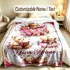 Teddy Bear Theme Custom Blanket Personalized Name & Text Customized Soft Warm Throw Blanket Home Decor