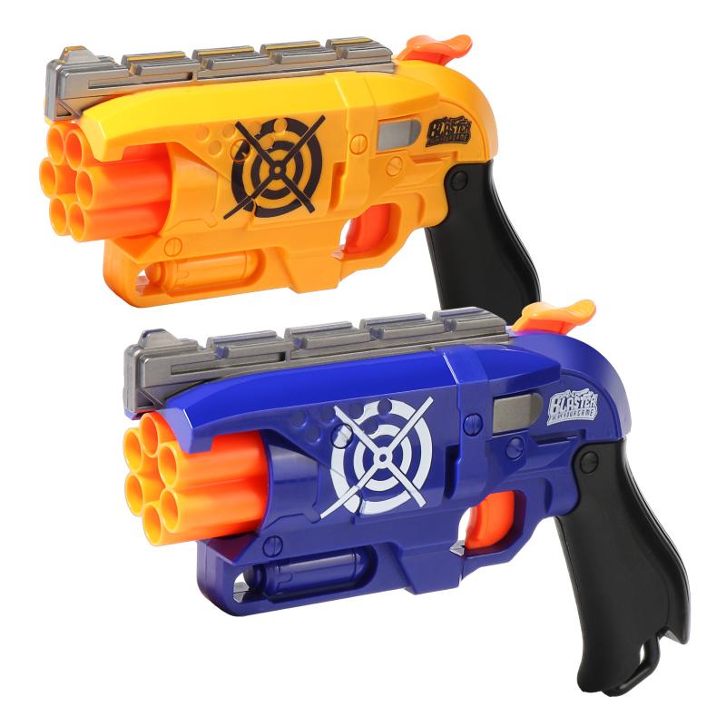 Kids Toy Gun 6-Shot Soft Bullet Blaster with 20 Foam Darts Target Wristband for Indoor Outdoor Play Shooting Battle Boys Gifts