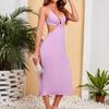 Women Summer Sexy Halter Neck Backless Cutout Open Waist Lace Up Pleated Dress Sizes S XL