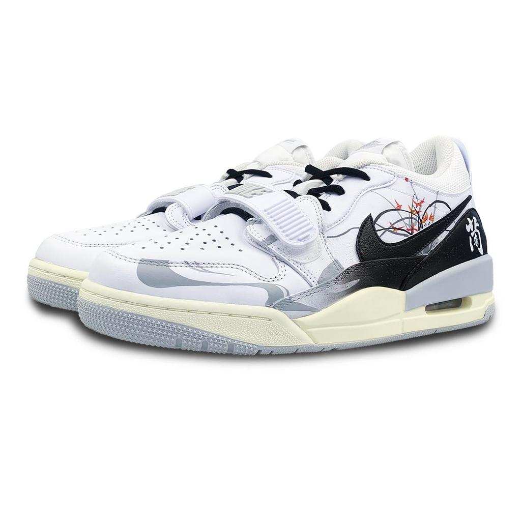 Jordan Legacy 312 Slip Resistant Abrasion Resistant Low top Vintage Basketball Shoes Men's Black White Gray HJ9199-111(Team652-312)
