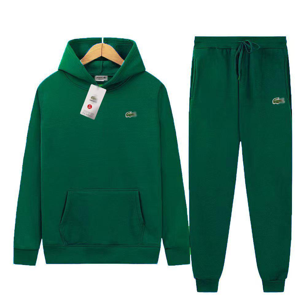 Set Hanorac și Pantaloni de Trening pentru Bărbați cu Logo Crocodil Brodat - Colecția de Toamnă, Brand Trendy Francez, Îmbrăcăminte Sport Casual