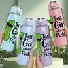 1PC Just A Girl Who Loves Pickles 750ml Color Plastic Sports Water Bottle Leakproof Flip Straw Lid Suitable for Sports Office Home Use