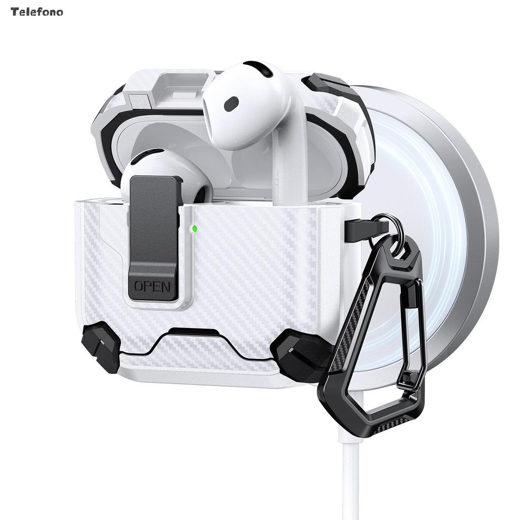 Compatible with Apple AirPods Pro 4th Gen: Bluetooth Earphone Case with Invisible Stand & Auto Pop-Up Switch Protection.