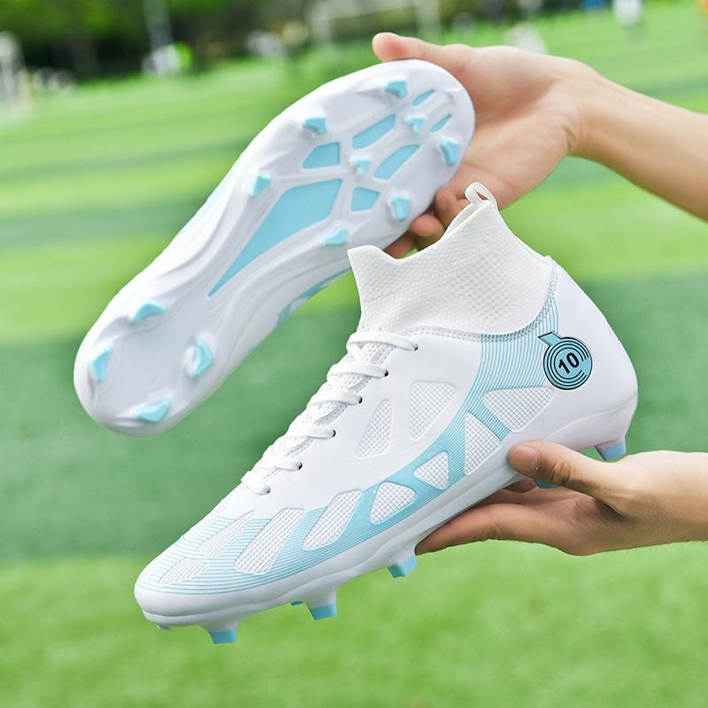 High Top Football Shoes Boys and Girls Teens Students TF Shredded Nails Artificial Turf Leather Foot Training Sneakers
