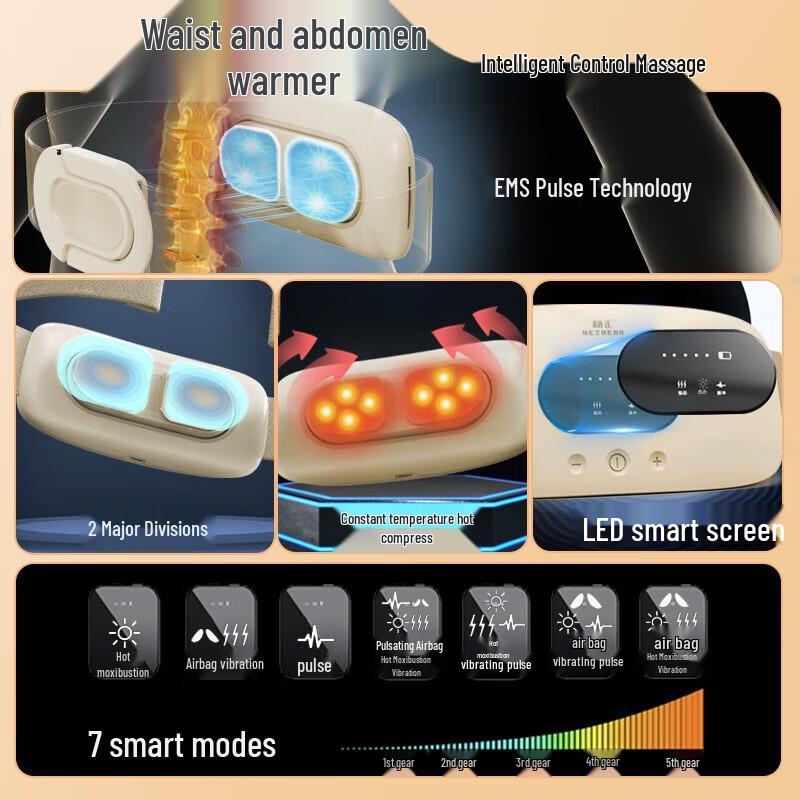 Smart Heated Abdominal & Waist Massager with Airbag Kneading