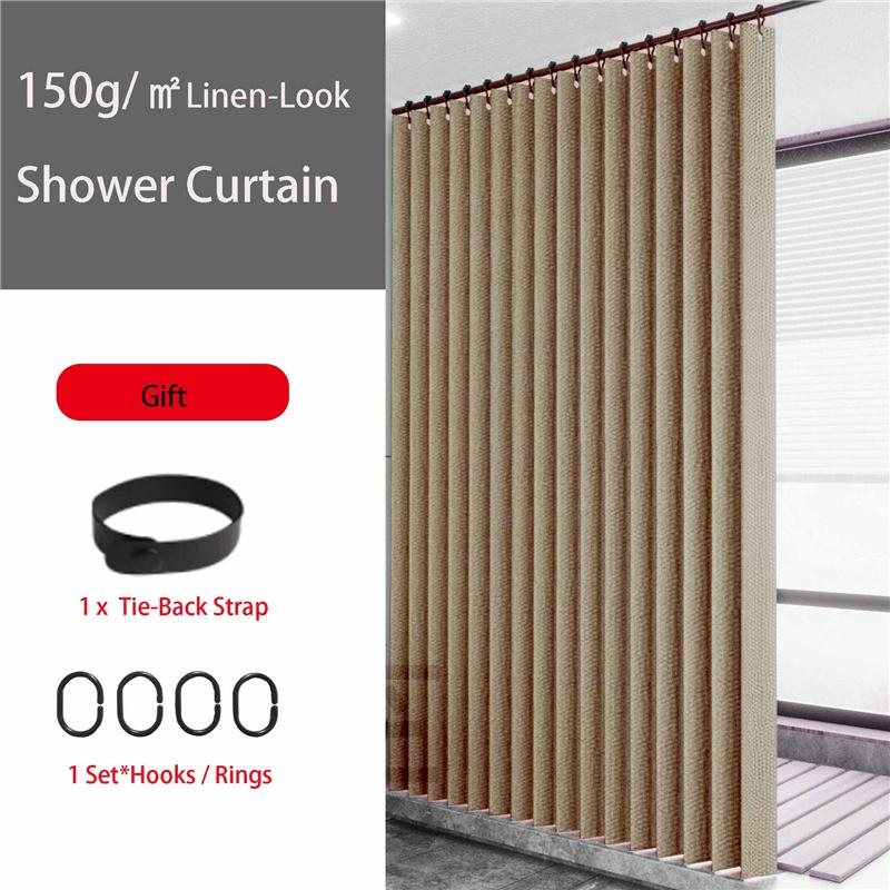 Skládací sprchový závěs se vzhledem lnu - Vodotěsná zástěna do koupelny bez otvorů pro vanu/sprchu, snadná instalace, zástěna pro soukromí