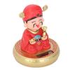 God of Wealth Figurine Solar Powered Automatic Nodding Durable Plastic Cai Shen Statue for Home Car