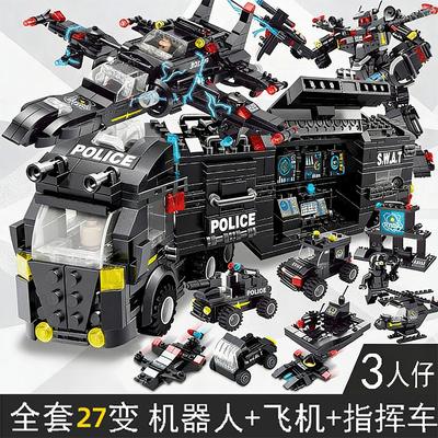 27IN1 SWAT Mecha Building Blocks Robot Police Car Building Blocks Plane Building Blocks Children Toy Christmas Holiday Gift