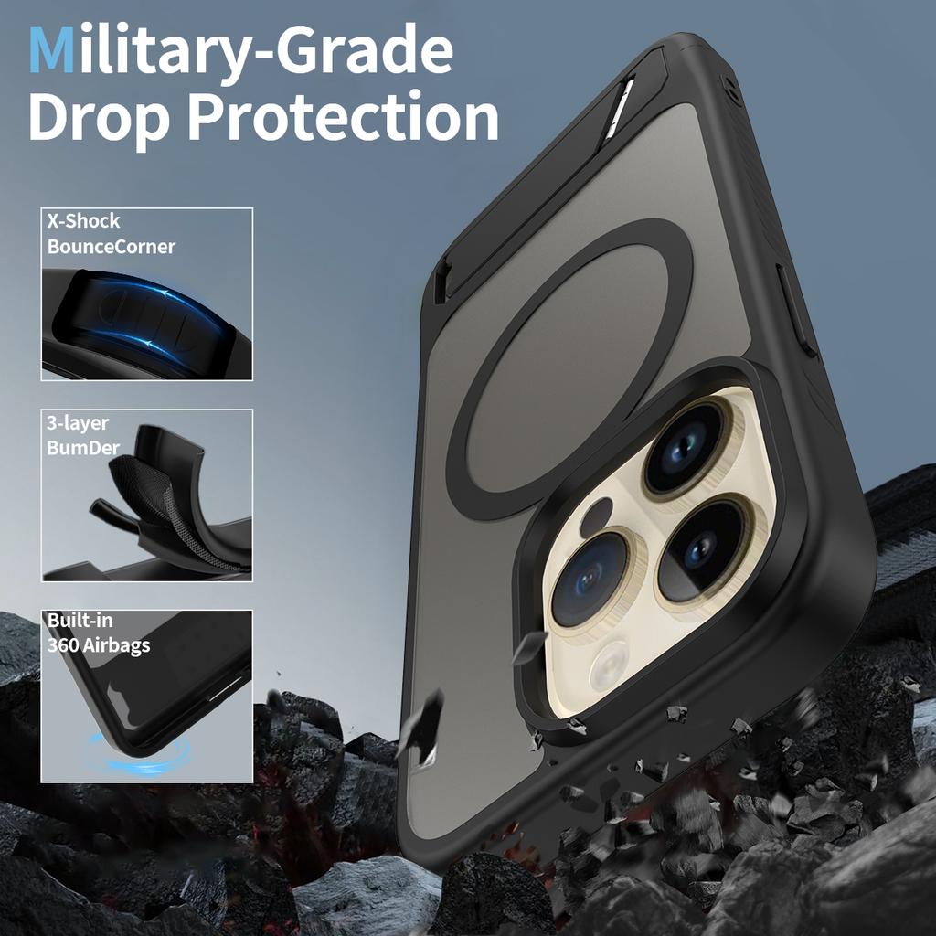 Matte Transluzente Seidige Haptik Ständer Handyhülle für Magsafe Mag Safe Iphone 16E 16 E 15 Pro Max 14 Plus 13 12 14Pro 16Pro 15Pro Handyhülle mit Ständer