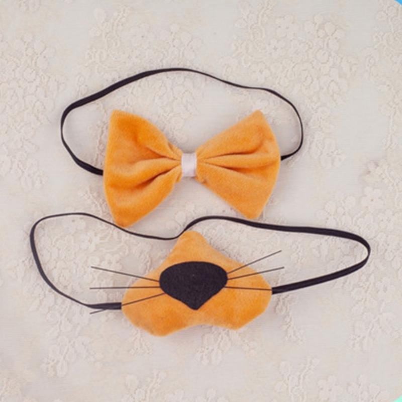 Kinder Süßes Löwen-Cosplay-Set Löwenohren Stirnband Schwanz Löwenpfoten Handschuhe Fliege Tüllröcke Halloween Kostüm