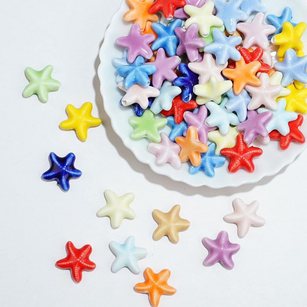 Starfish loose beads marine ceramic necklace bracelet beaded DIY creative handmade material accessories