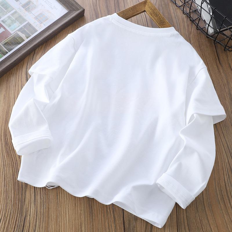 2025 Autumn Big Kids Banana Print Fake Two-Piece Casual T-Shirt