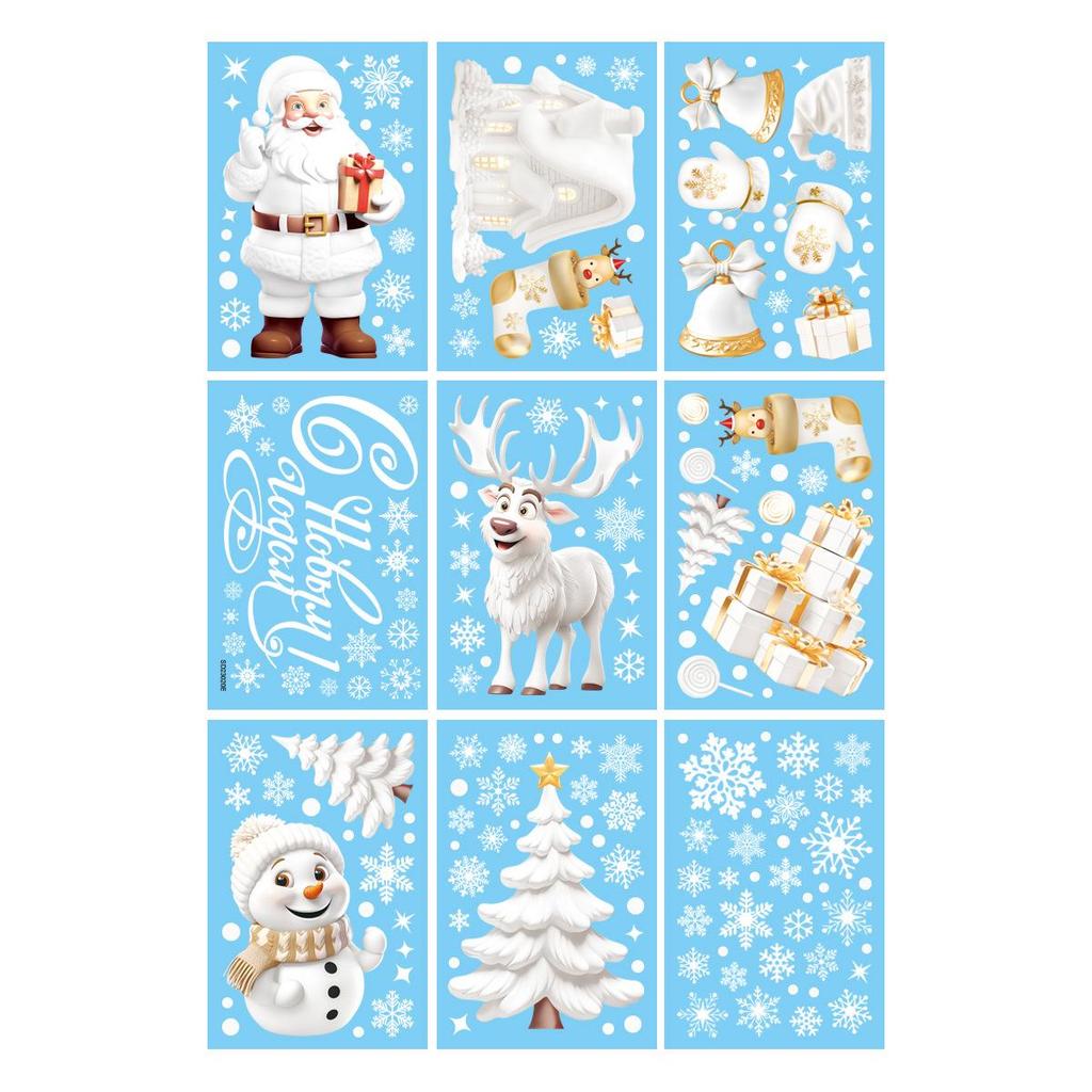 Christmas Window Stickers: Snowflake & Santa Claus Designs for Glass Doors and Windows
