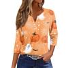 Women's T Shirt Tee Print Button 3/4 Sleeve Daily Weekend Fashion Basic V- Neck Regular Top