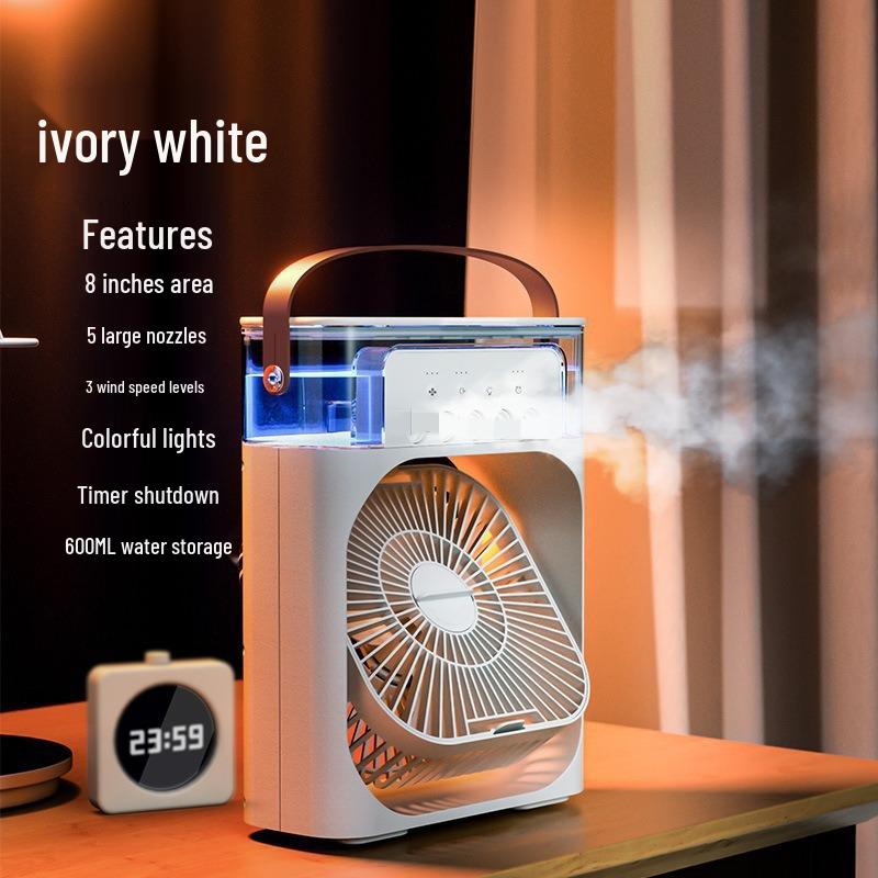 Compact Multi-functional USB Fan with 5-Hole Spray Cooling and Humidifier for Dorm and Office