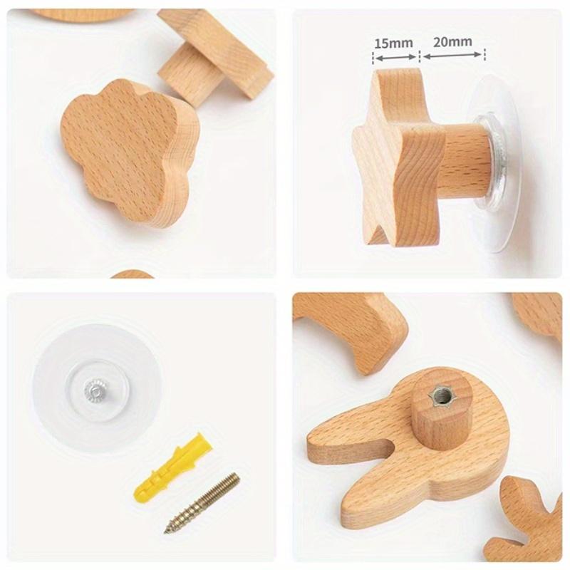 1pcs Wooden Hooks Cute Room Decor Hook Wall Keychain Coat Hook Home Door Wood Hook Hanger Kitchen Accessories Gadget