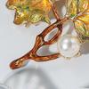Women Brooch Maple Shape Enamel Oil Dripping Faux Pearl Decor Retro Anti-slip Polished